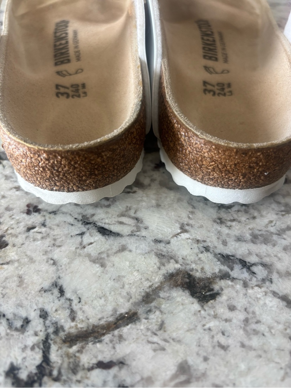 Birkenstock White Cork Thong Sandals with Embossed Logo - Picture 5 of 6